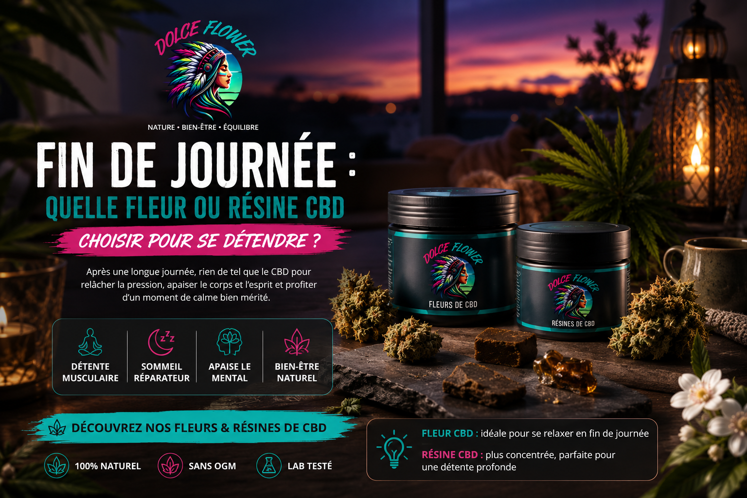 Fin de journée : quelle fleur ou résine CBD choisir pour se détendre ?